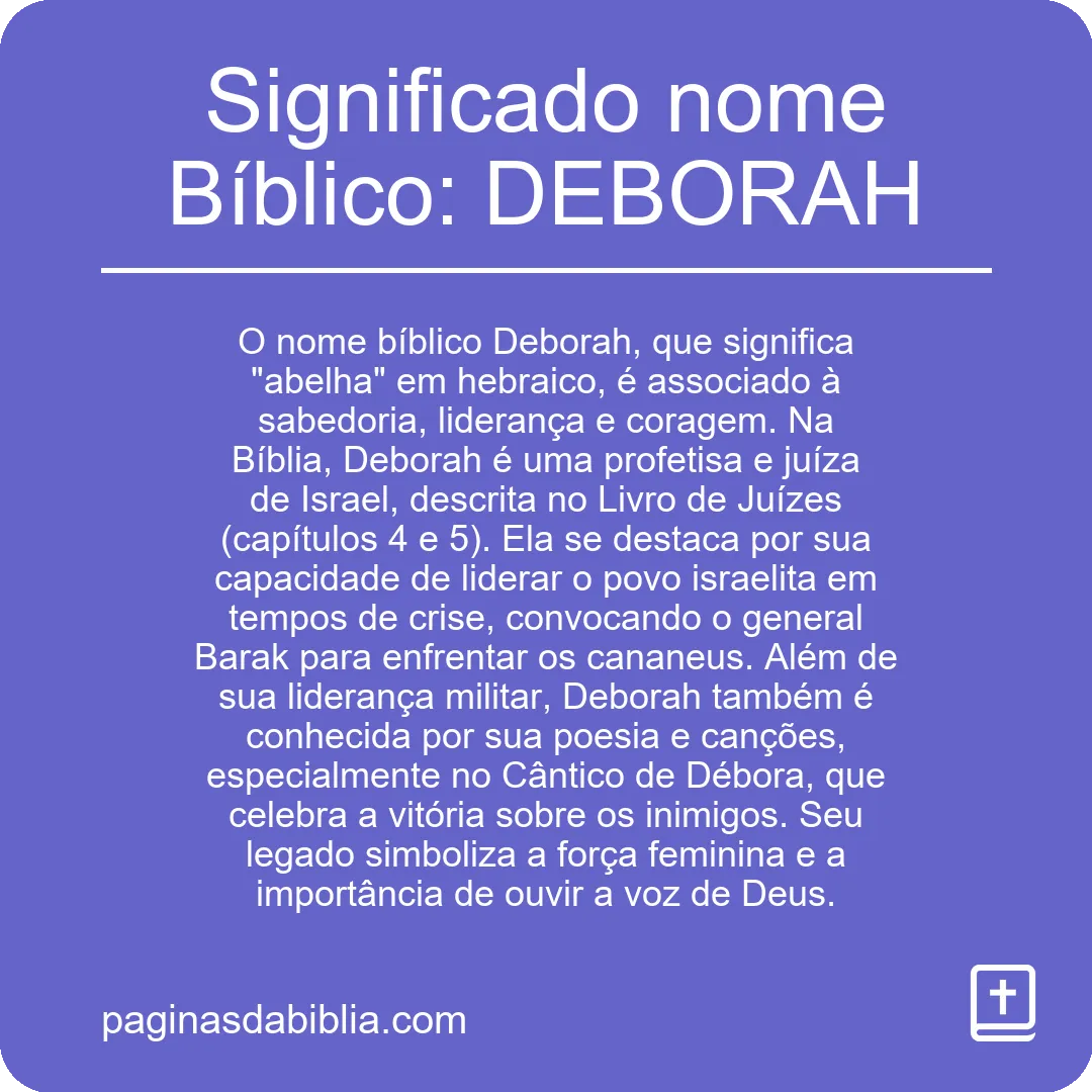 Significado nome Bíblico: DEBORAH