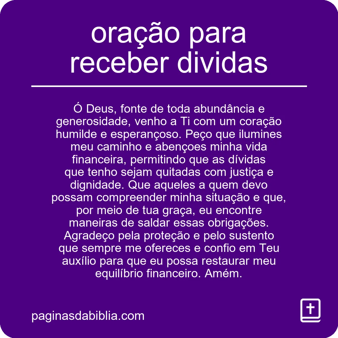 oração para receber dividas