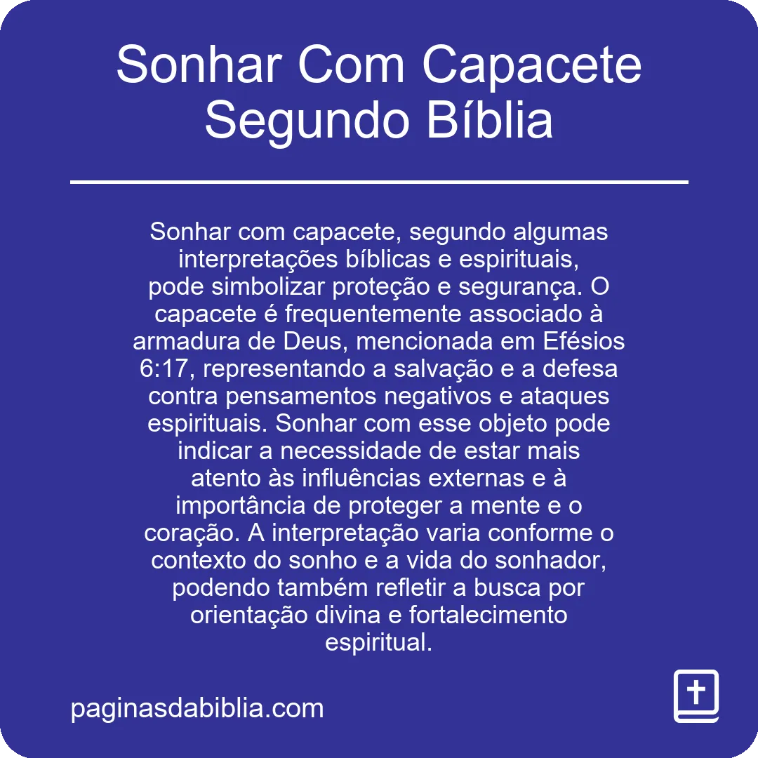 Sonhar Com Capacete Segundo Bíblia