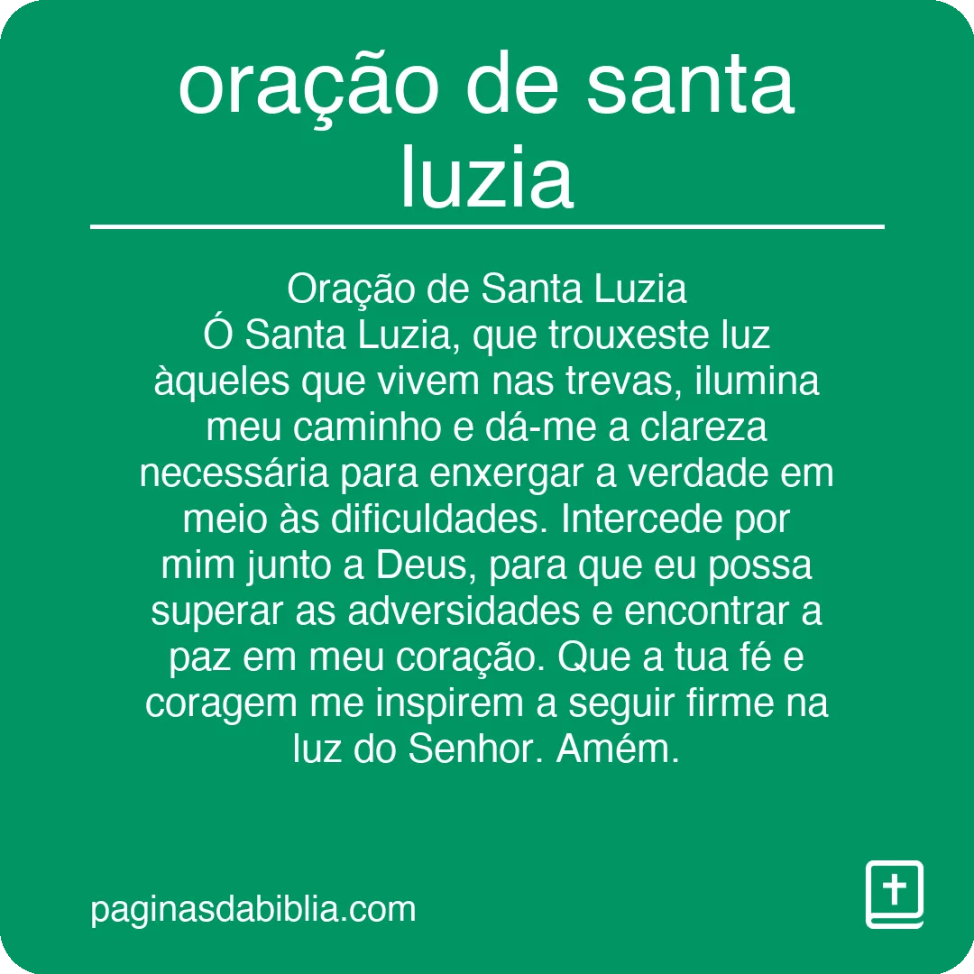 oração de santa luzia