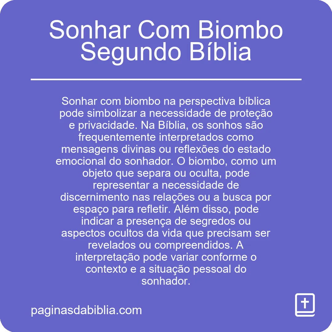 Sonhar Com Biombo Segundo Bíblia