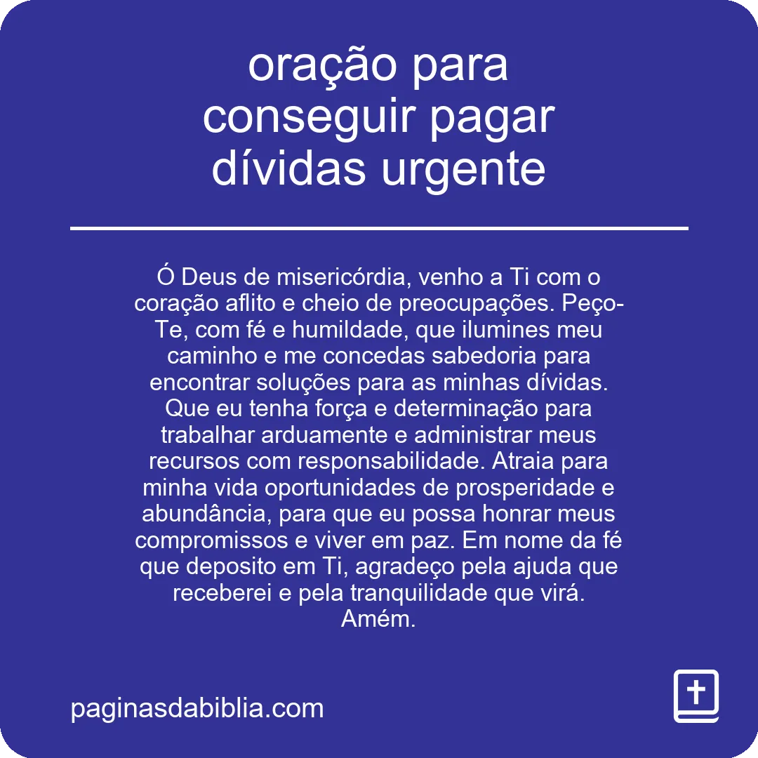 oração para conseguir pagar dívidas urgente