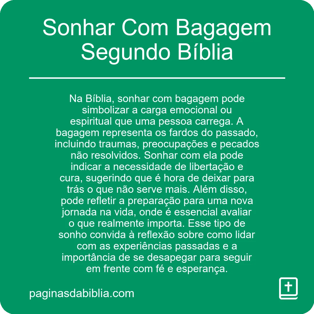 Sonhar Com Bagagem Segundo Bíblia