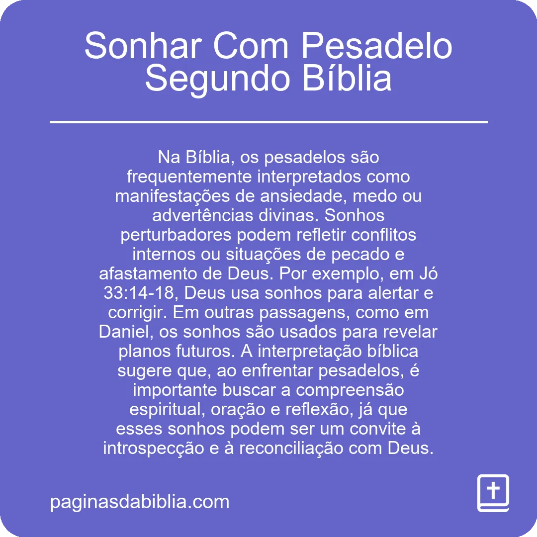 Sonhar Com Pesadelo Segundo Bíblia