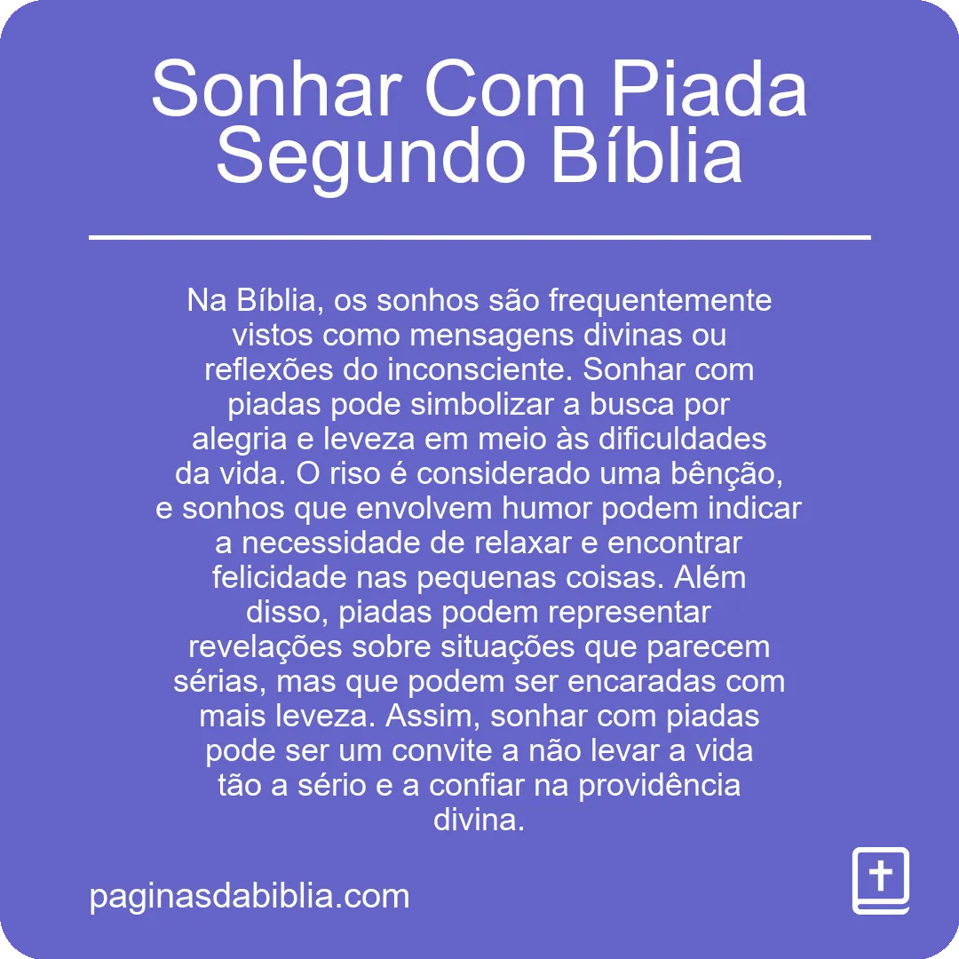 Sonhar Com Piada Segundo Bíblia