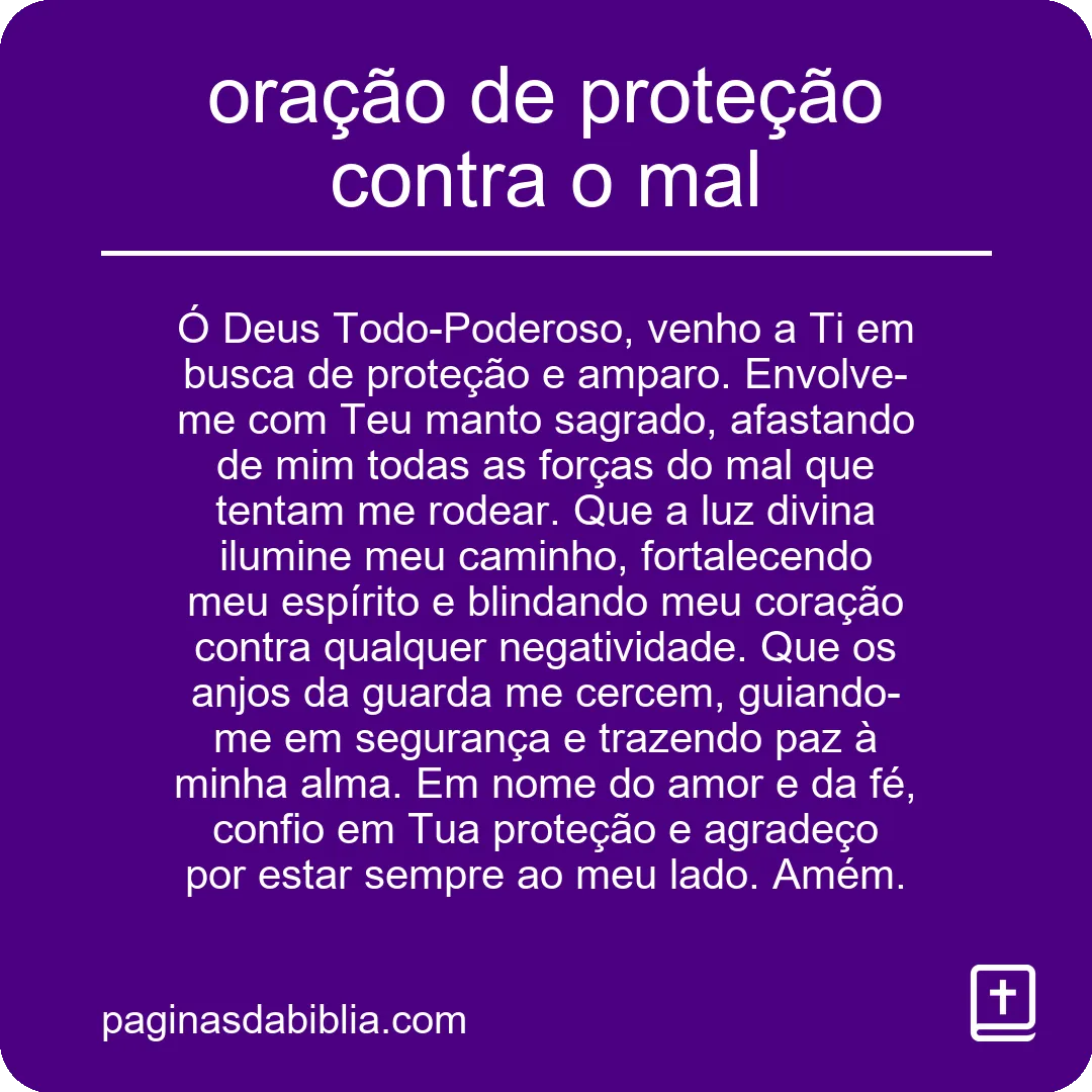 oração de proteção contra o mal