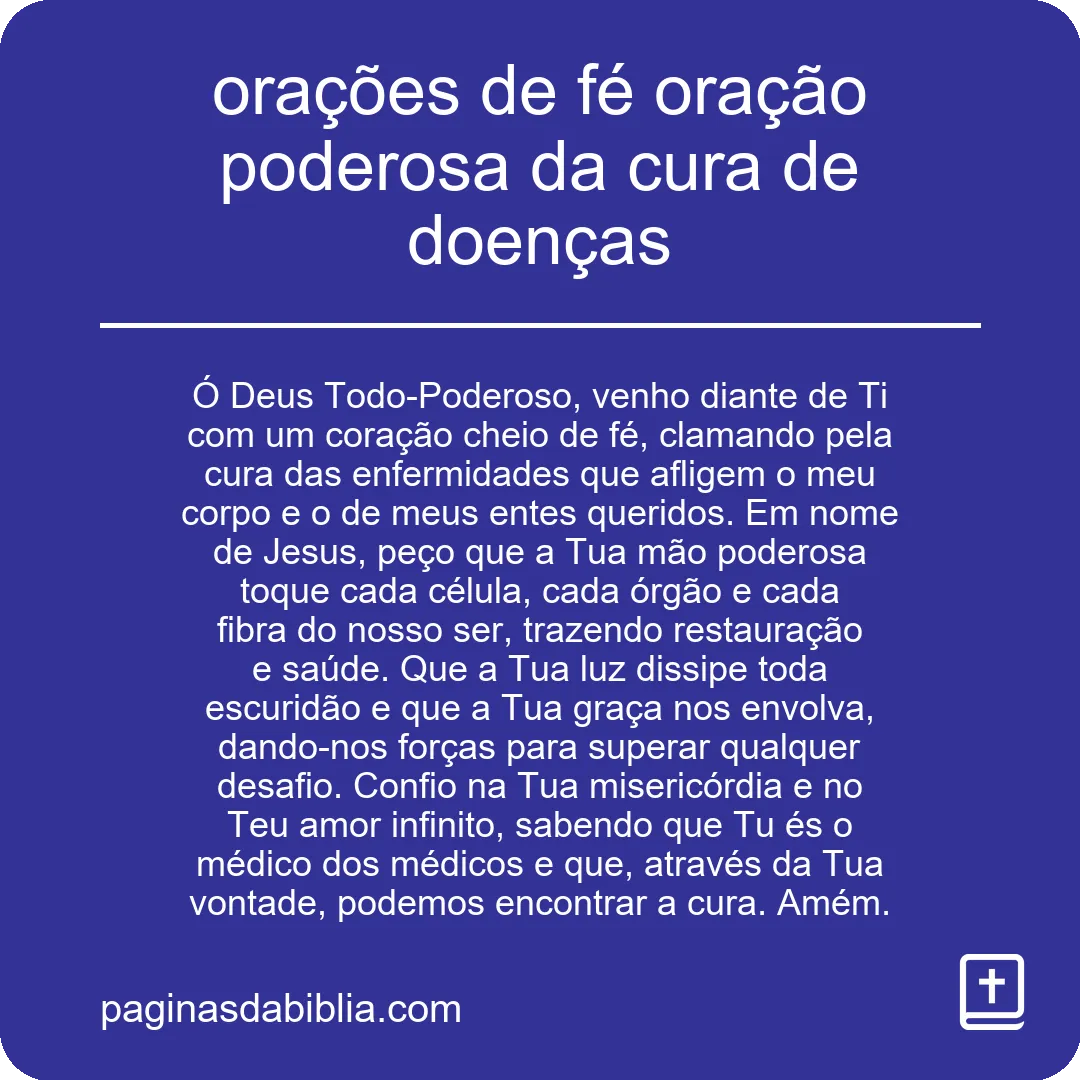 orações de fé oração poderosa da cura de doenças