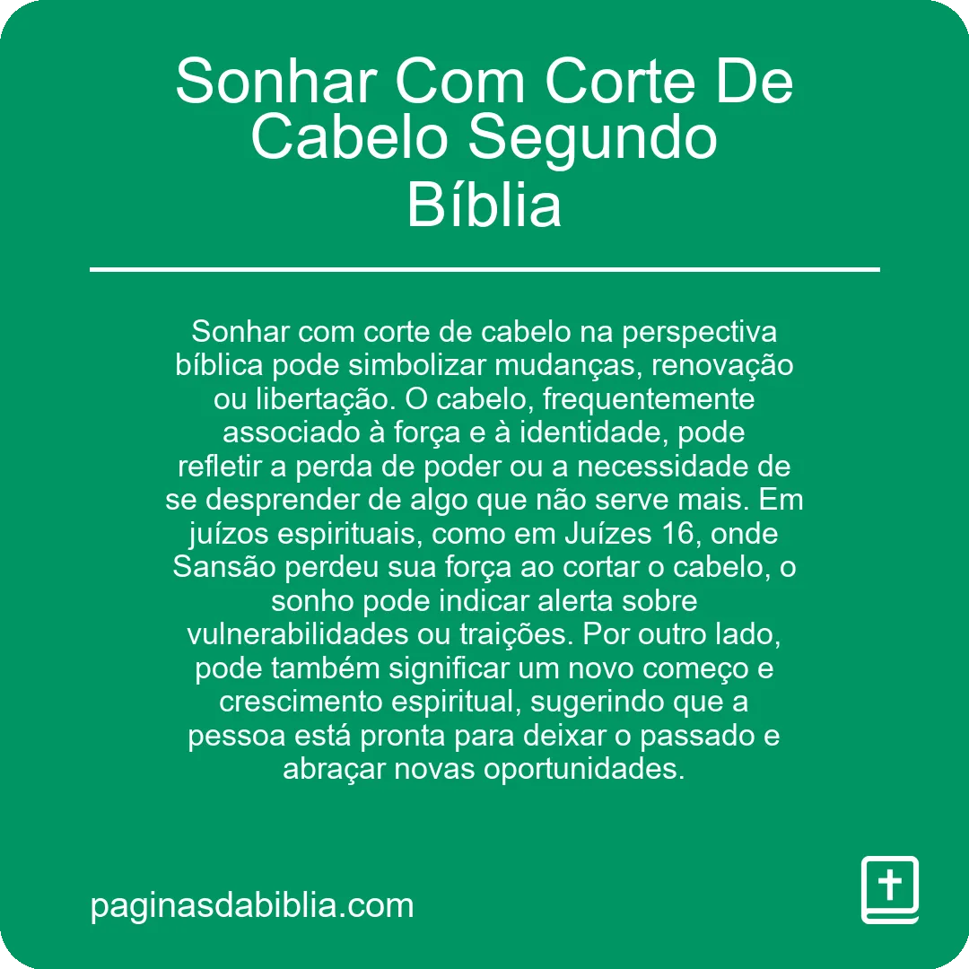 Sonhar Com Corte De Cabelo Segundo Bíblia