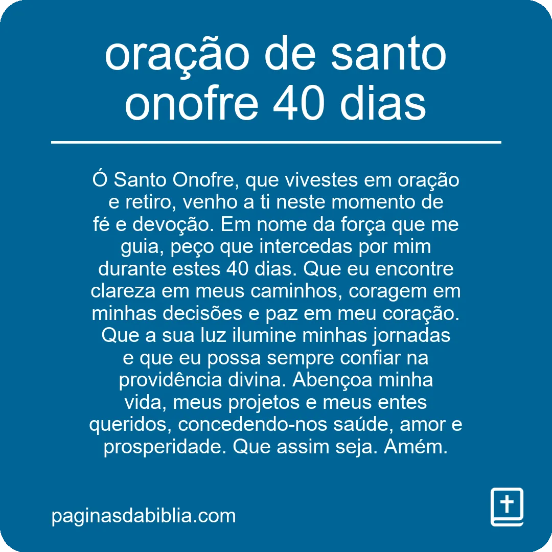 oração de santo onofre 40 dias