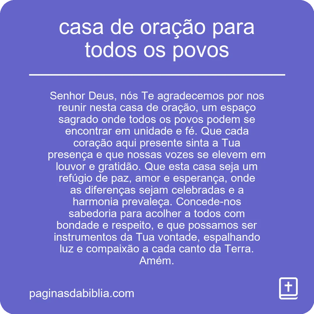 casa de oração para todos os povos