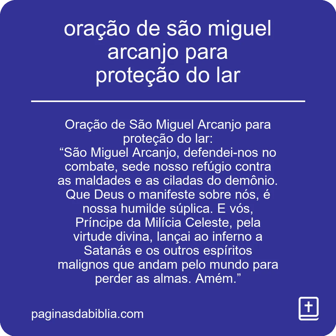 oração de são miguel arcanjo para proteção do lar