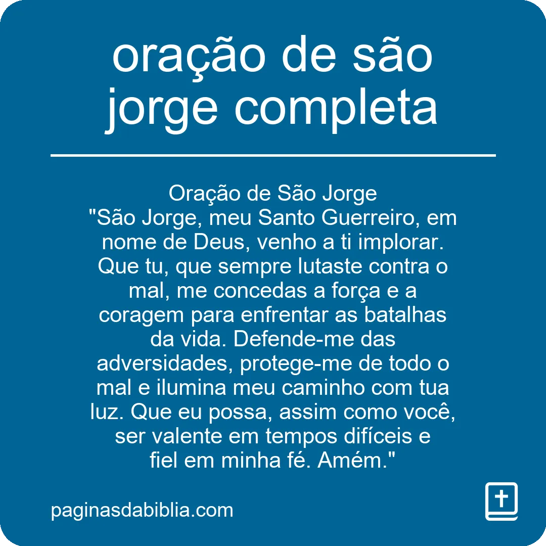 oração de são jorge completa