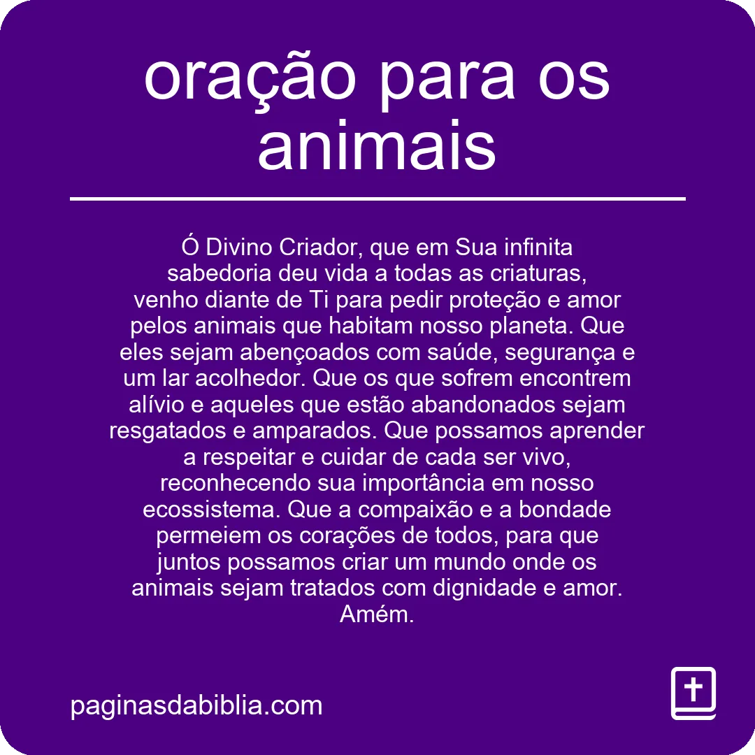 oração para os animais