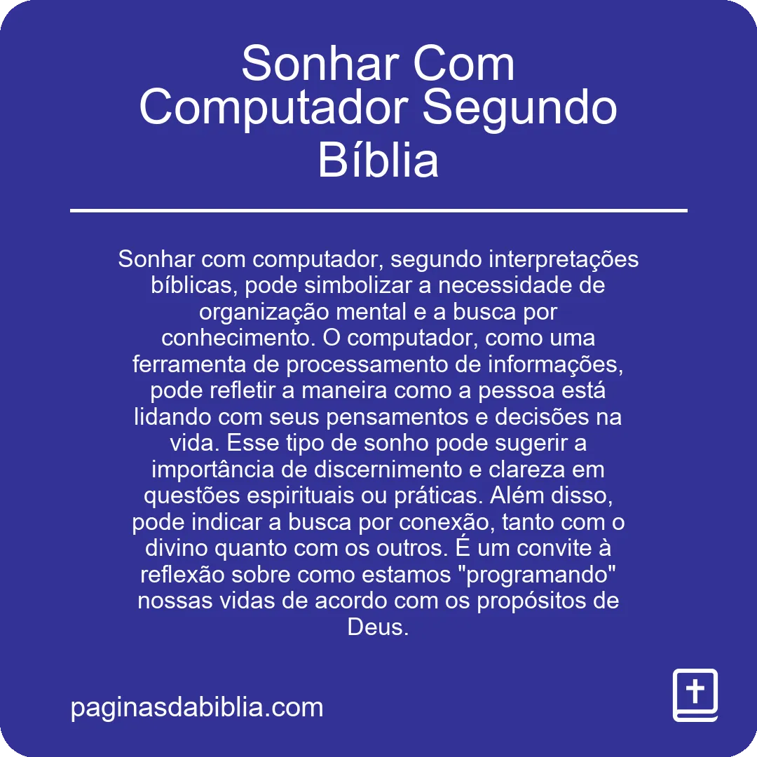 Sonhar Com Computador Segundo Bíblia