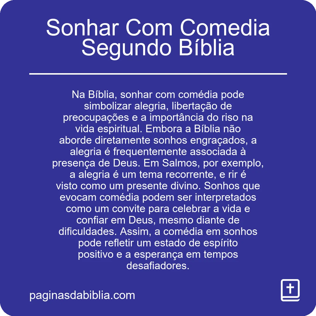 Sonhar Com Comedia Segundo Bíblia