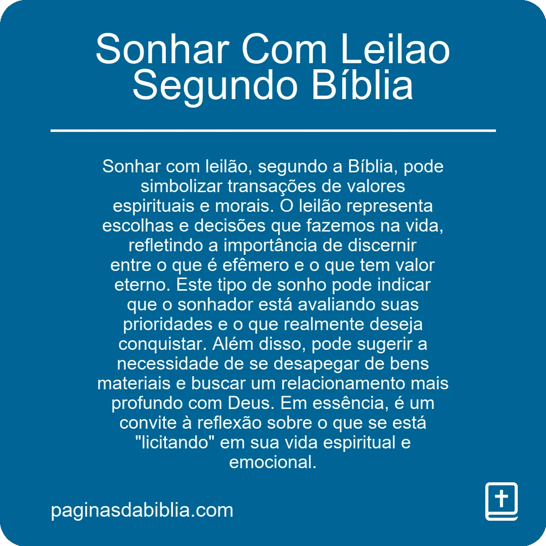 Sonhar Com Leilao Segundo Bíblia