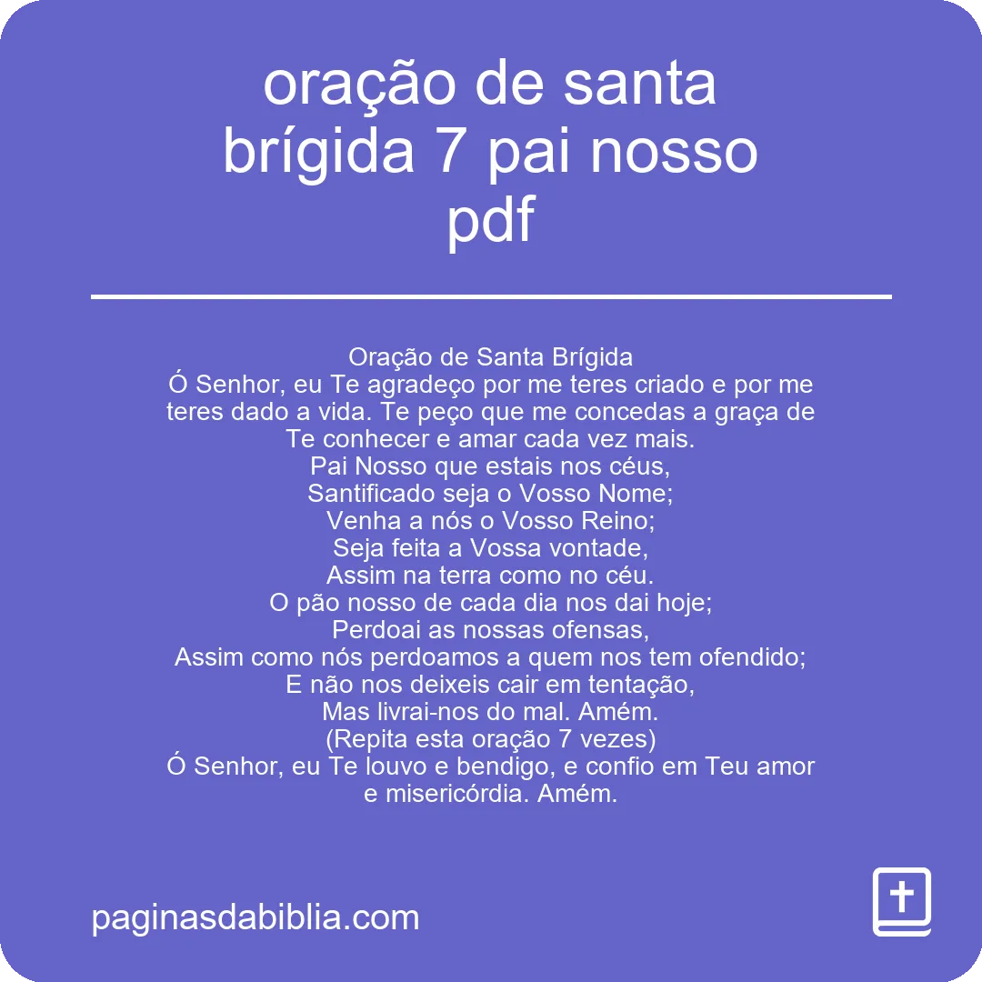 oração de santa brígida 7 pai nosso pdf