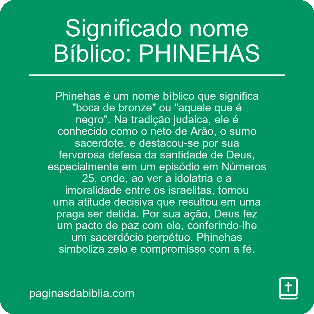 Significado nome Bíblico: PHINEHAS