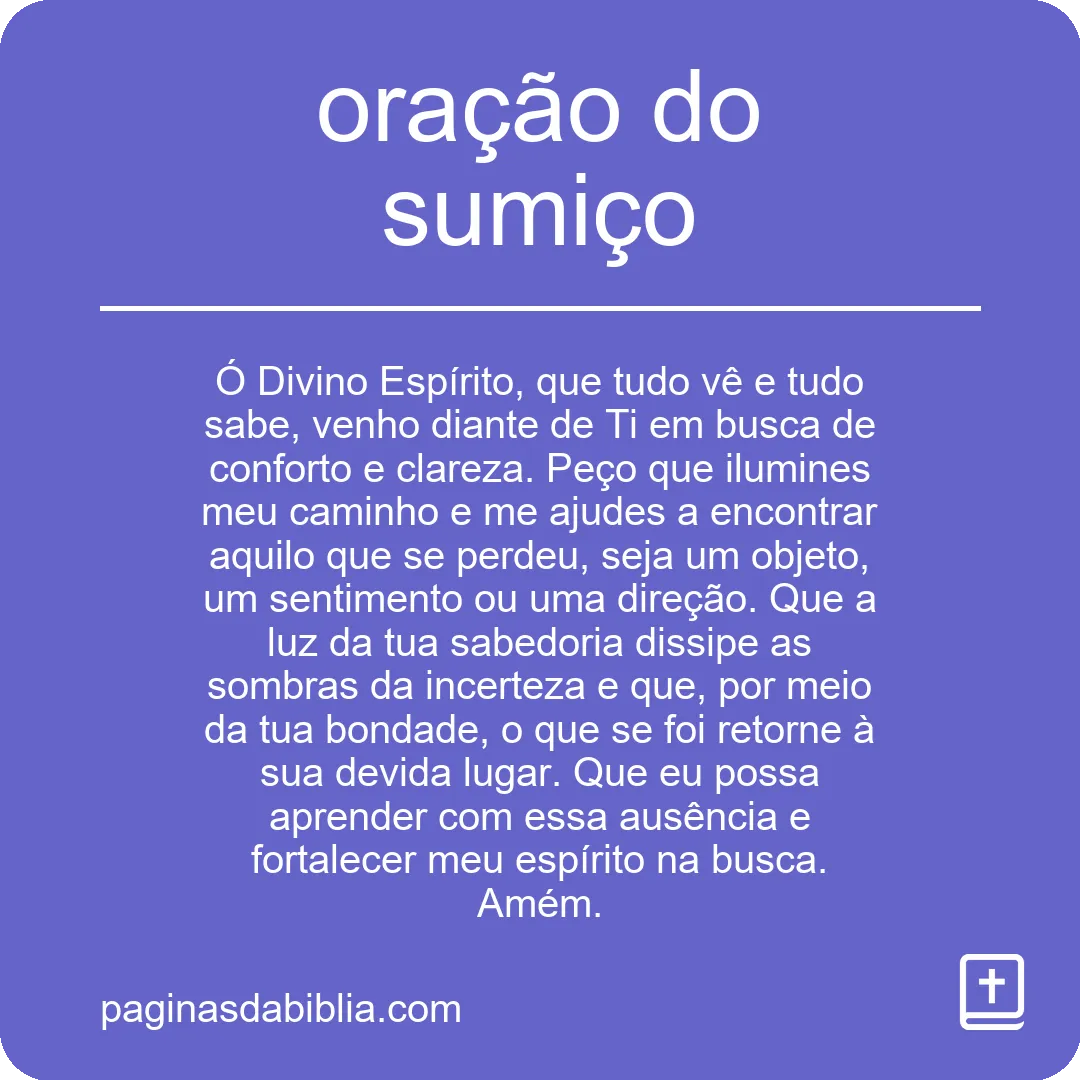 oração do sumiço