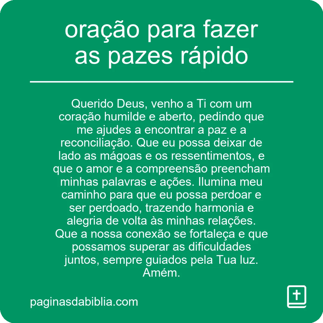 oração para fazer as pazes rápido