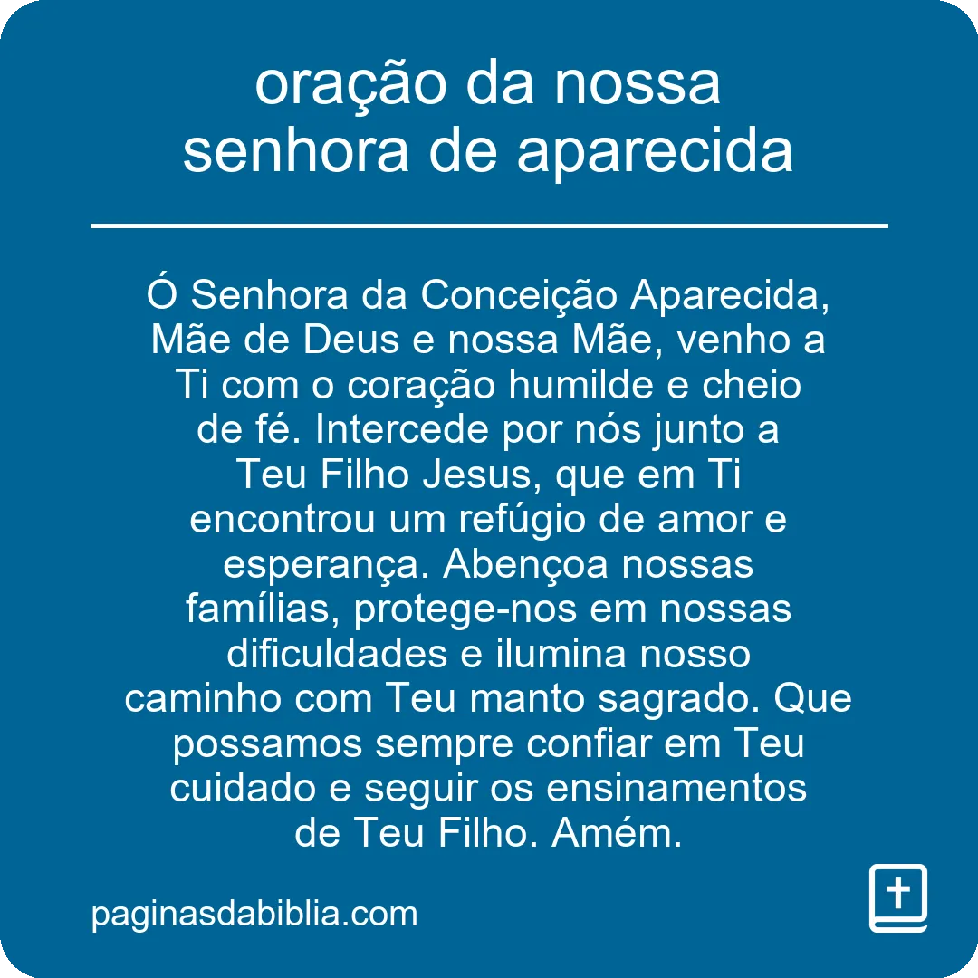 oração da nossa senhora de aparecida