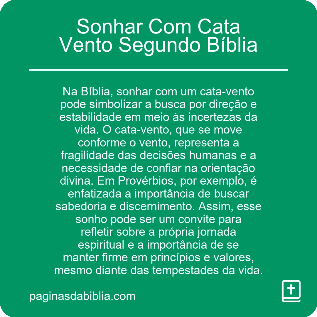 Sonhar Com Cata Vento Segundo Bíblia