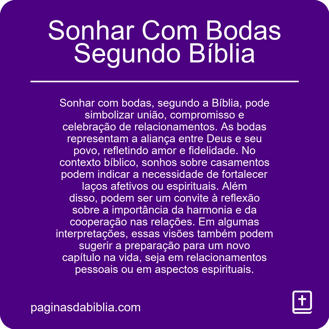 Sonhar Com Bodas Segundo Bíblia