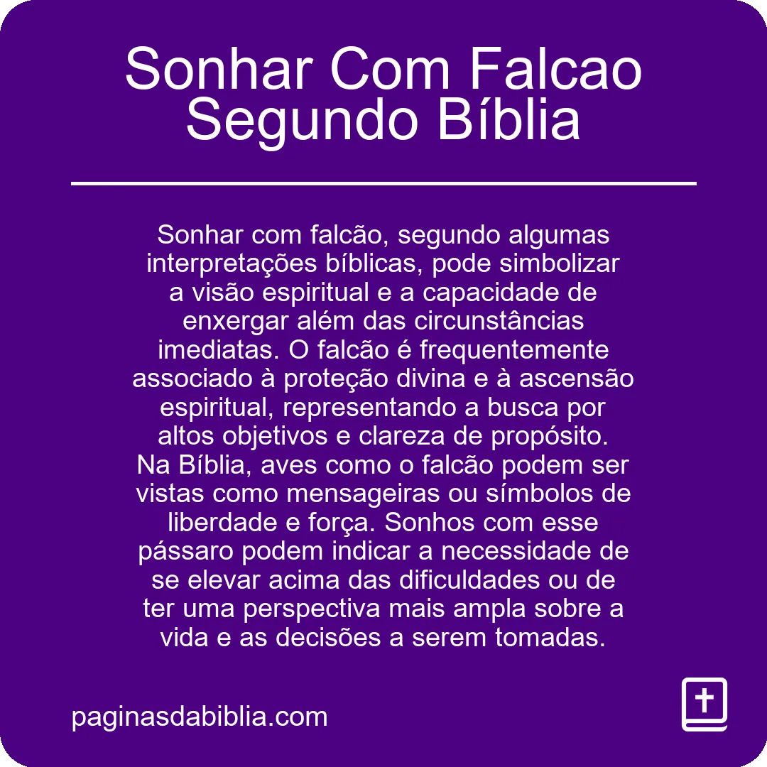 Sonhar Com Falcao Segundo Bíblia