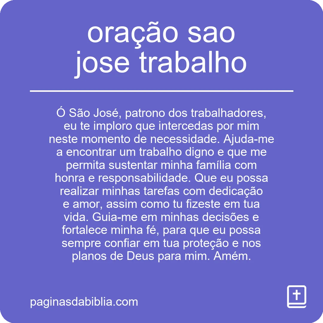 oração sao jose trabalho