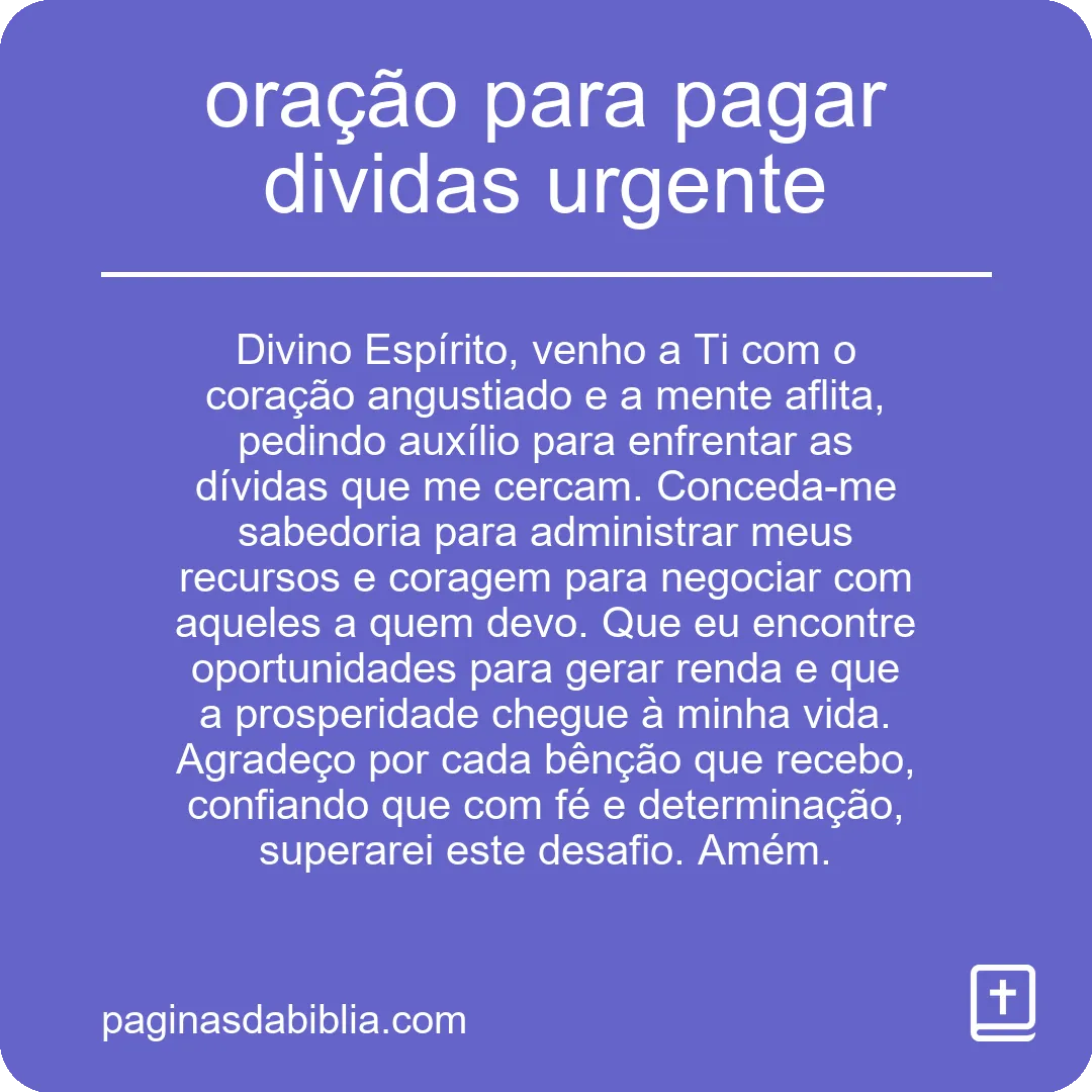 oração para pagar dividas urgente