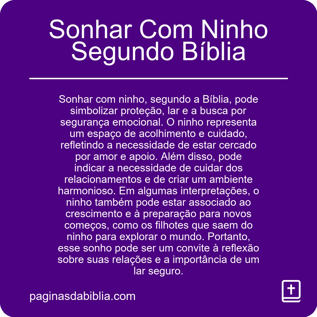 Sonhar Com Ninho Segundo Bíblia