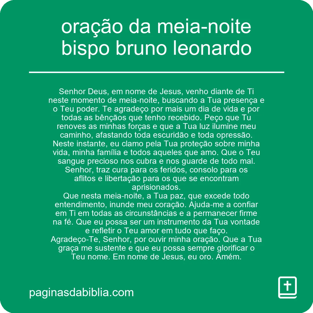 oração da meia-noite bispo bruno leonardo