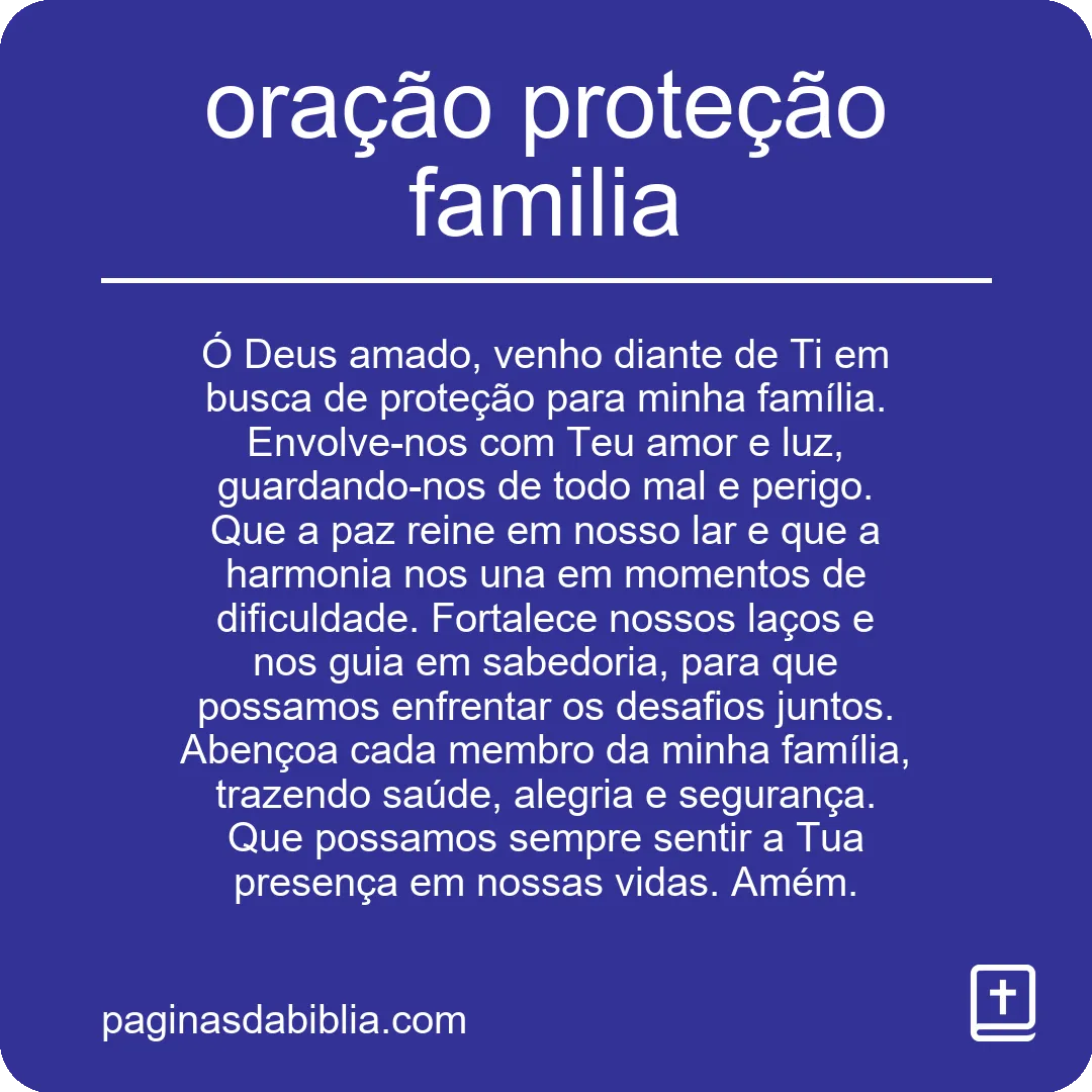 oração proteção familia