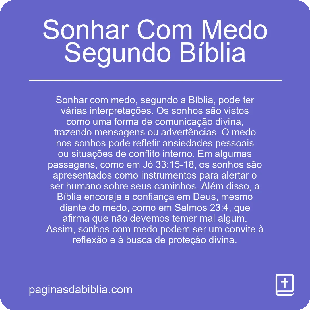 Sonhar Com Medo Segundo Bíblia