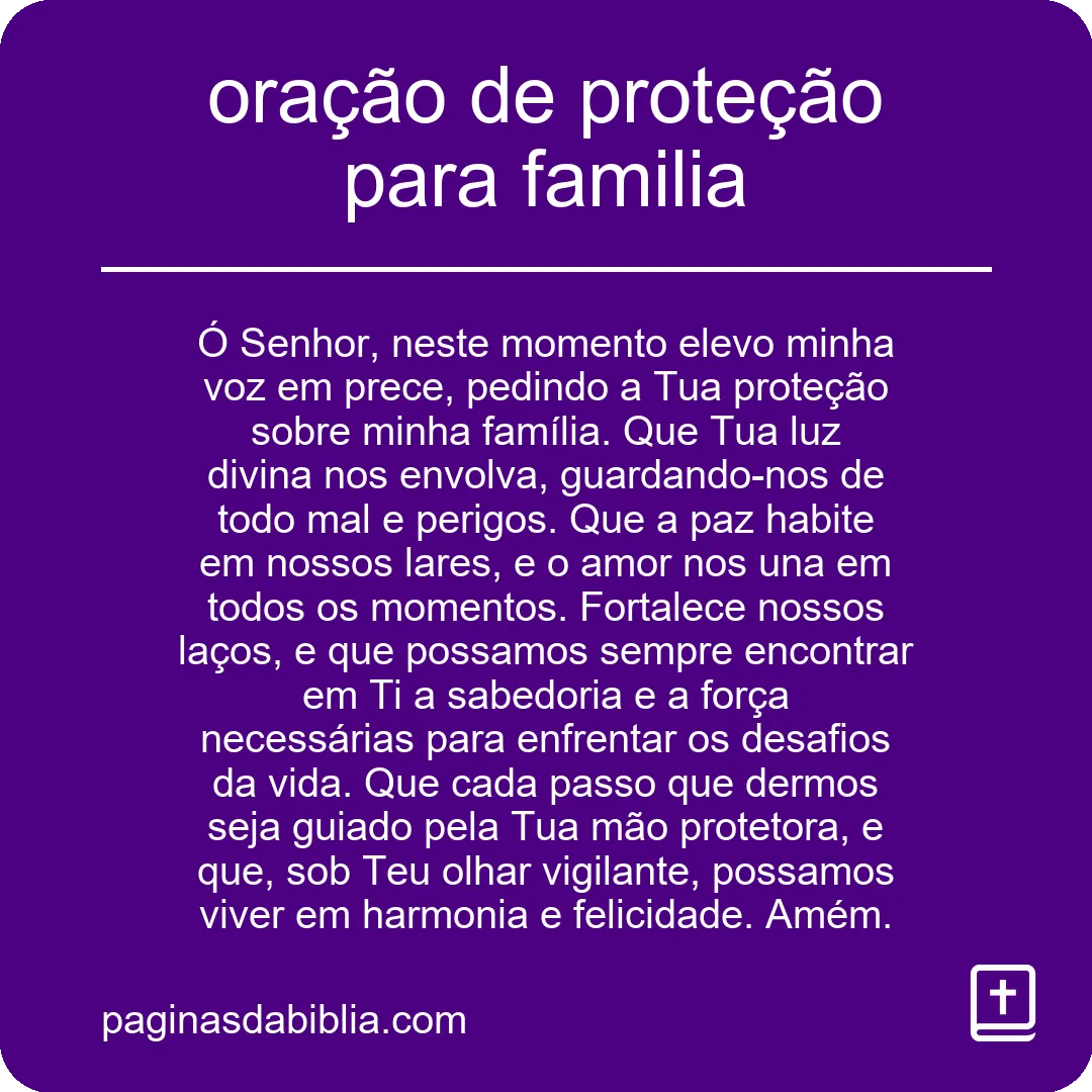 oração de proteção para familia