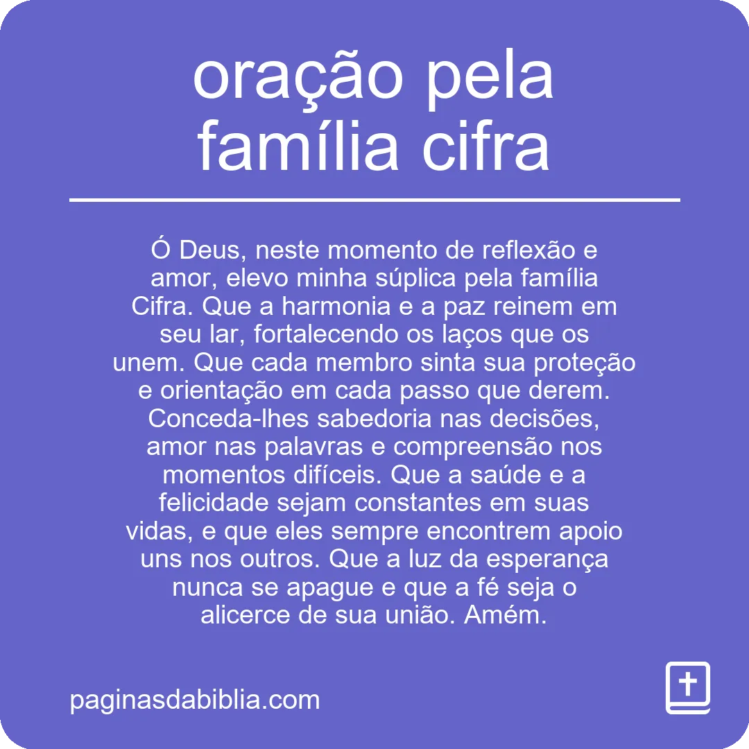 oração pela família cifra