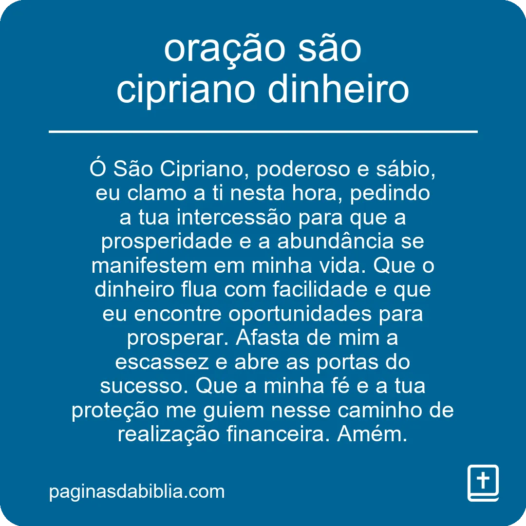 oração são cipriano dinheiro