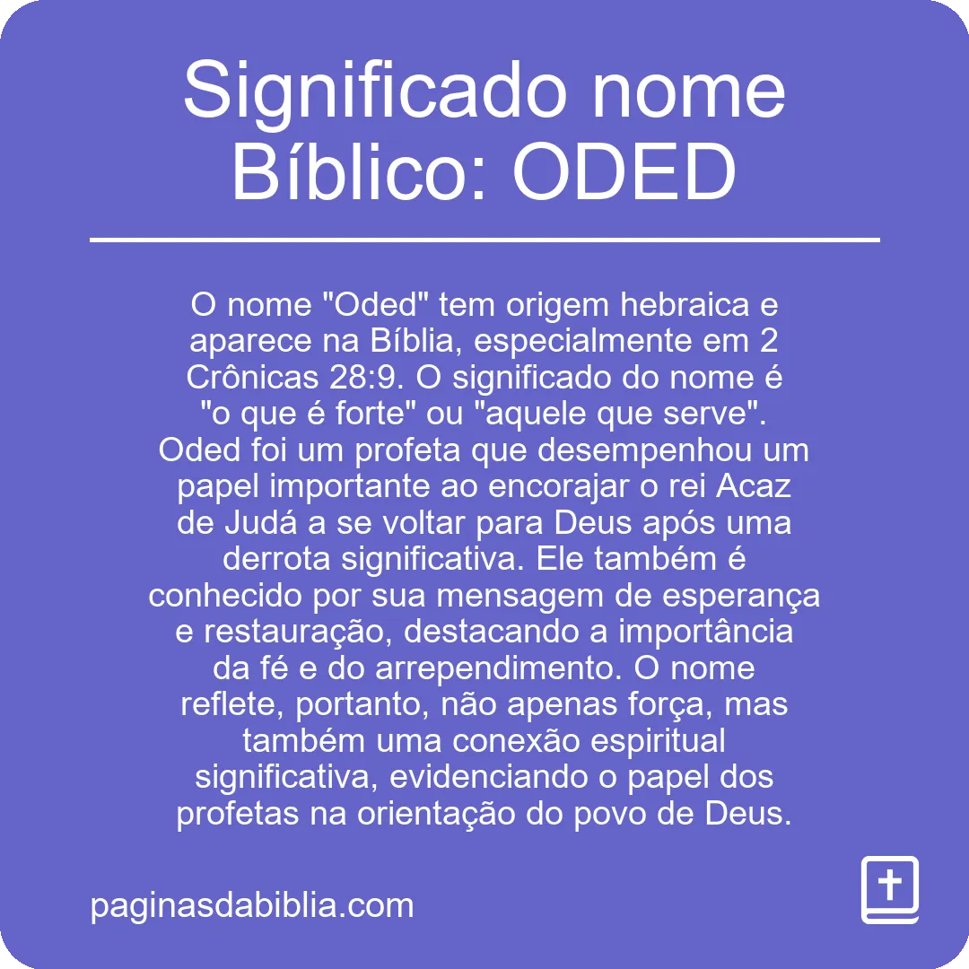 Significado nome Bíblico: ODED