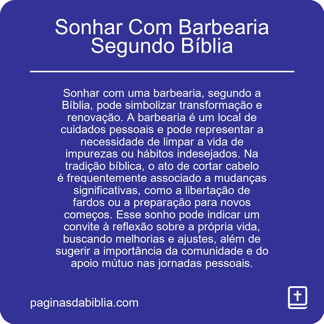 Sonhar Com Barbearia Segundo Bíblia