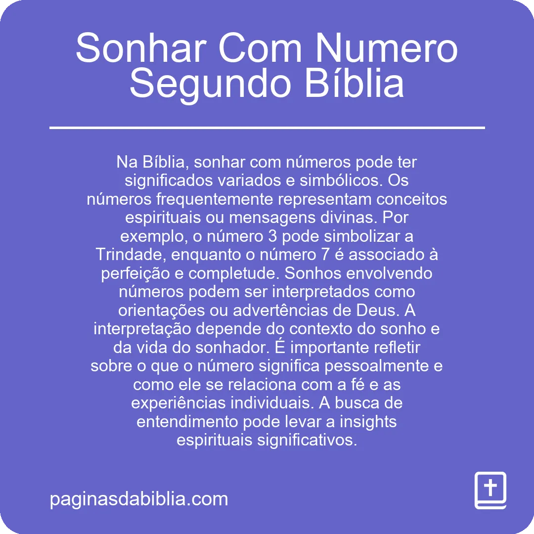 Sonhar Com Numero Segundo Bíblia