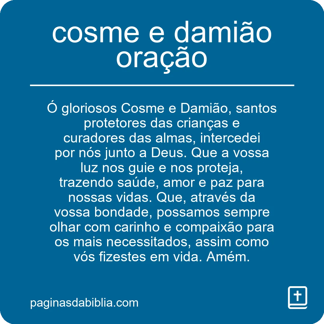 cosme e damião oração