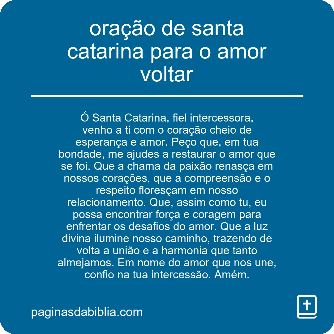 oração de santa catarina para o amor voltar