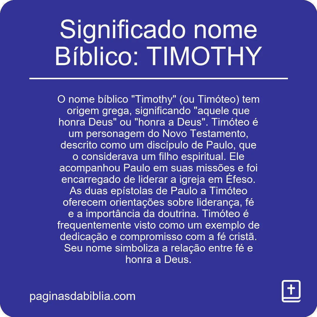 Significado nome Bíblico: TIMOTHY