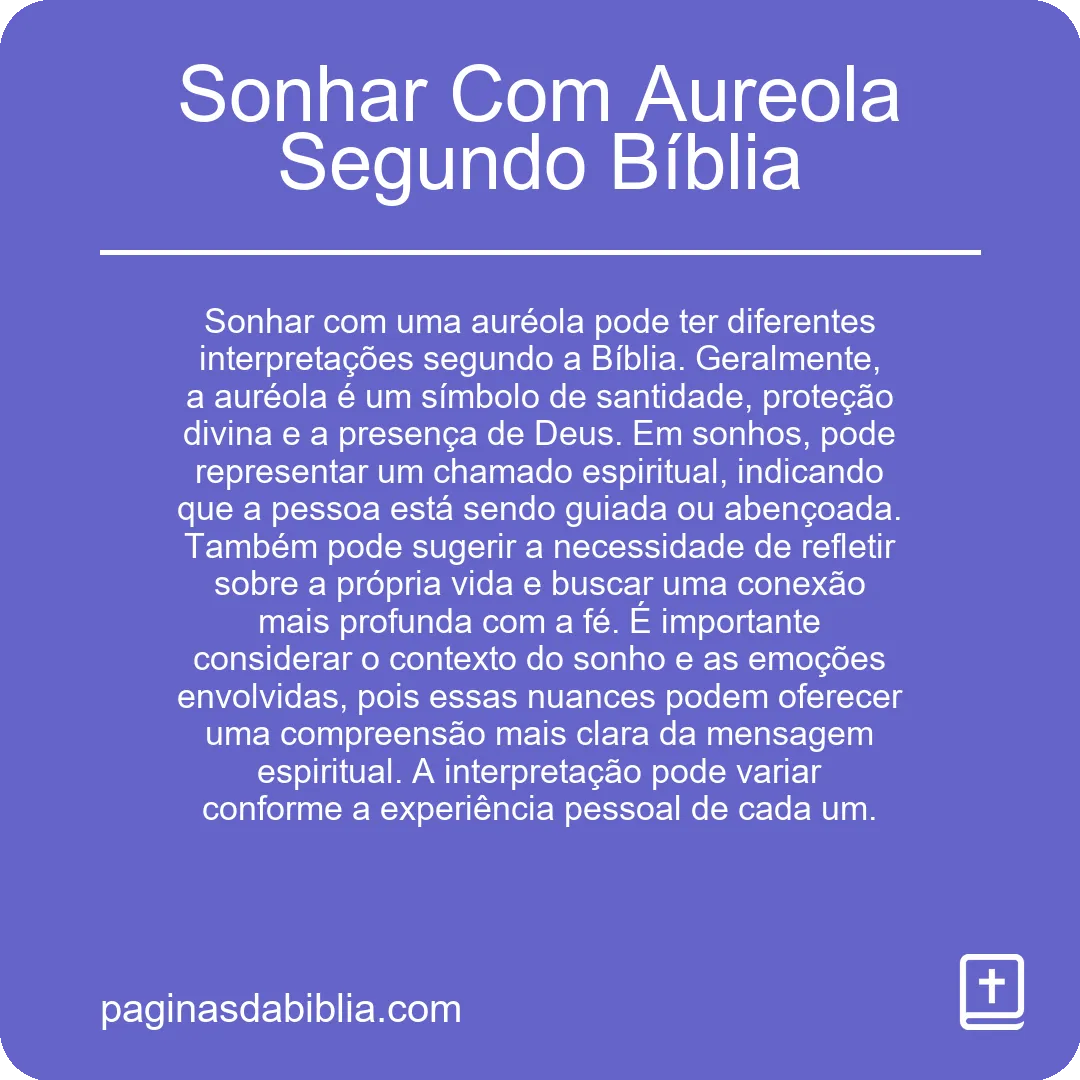 Sonhar Com Aureola Segundo Bíblia