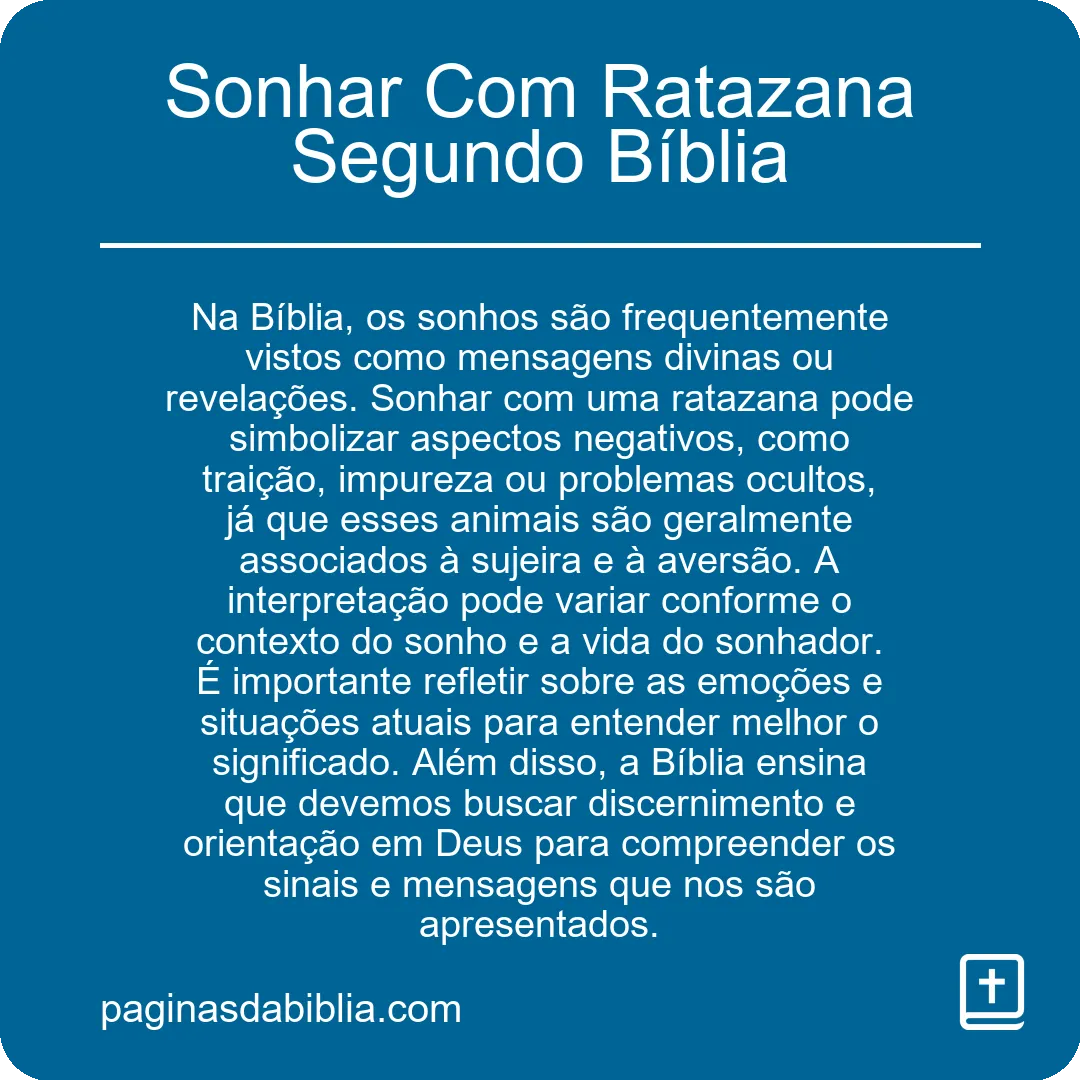 Sonhar Com Ratazana Segundo Bíblia