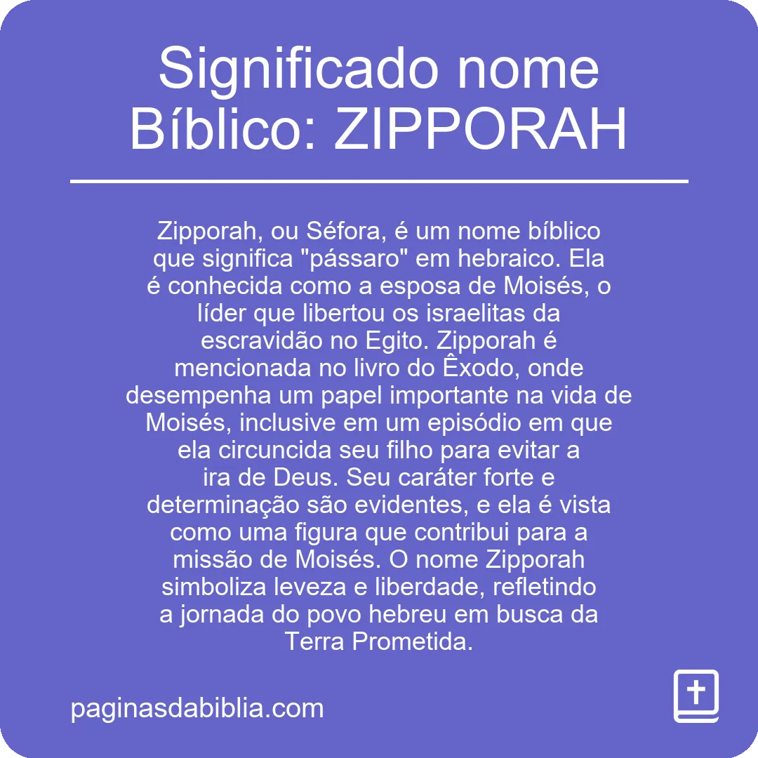 Significado nome Bíblico: ZIPPORAH