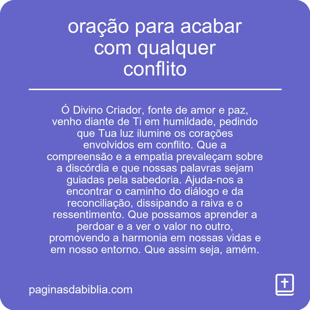 oração para acabar com qualquer conflito