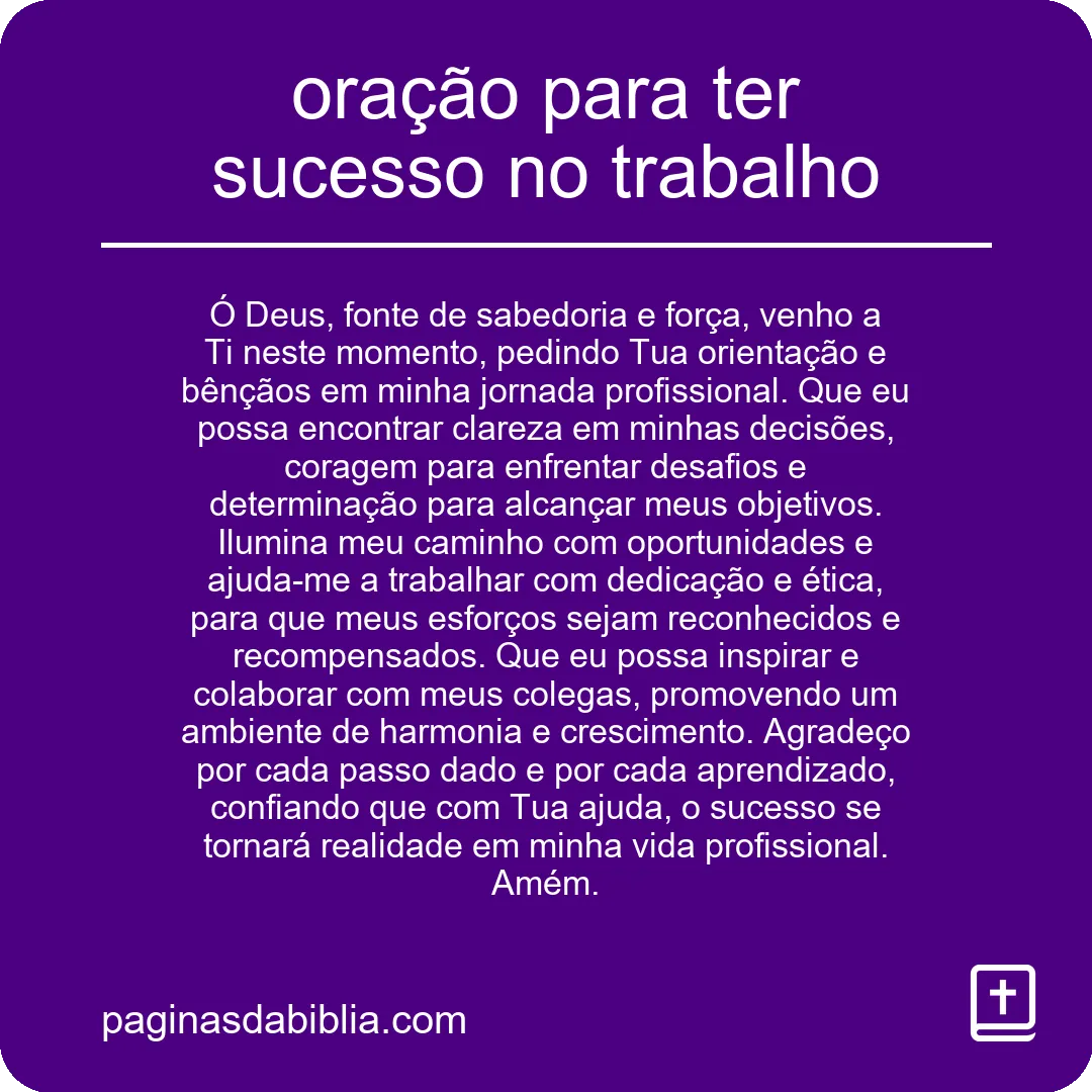 oração para ter sucesso no trabalho