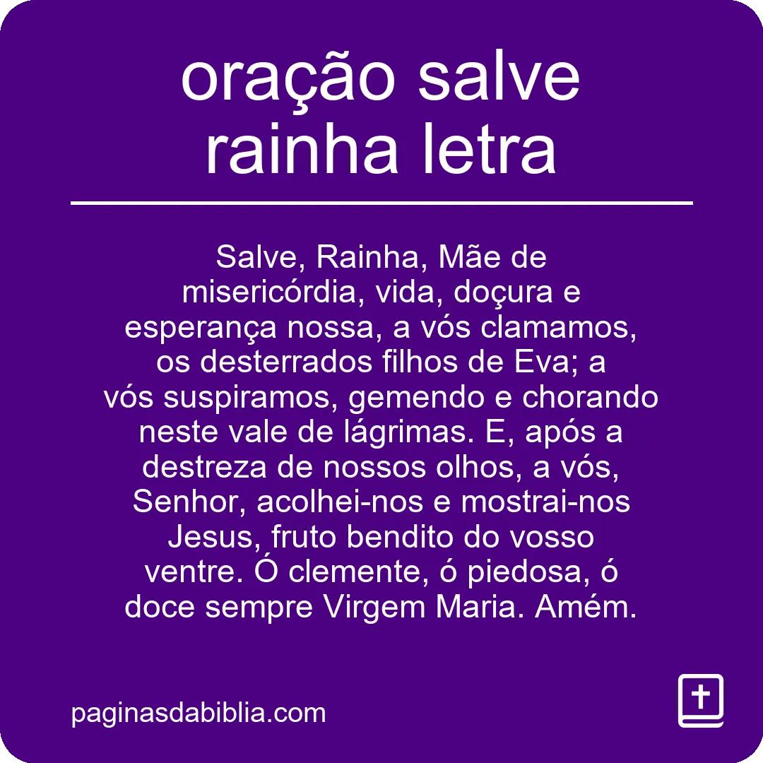 oração salve rainha letra