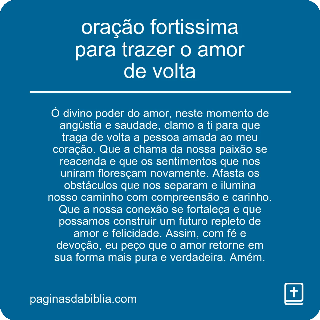 oração fortissima para trazer o amor de volta